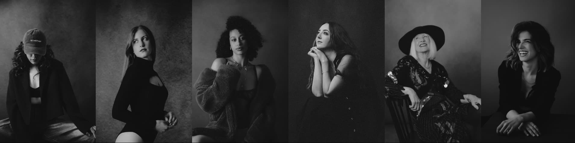 A row of black-and-white Body & Soul studio portraits of women of every age and background.